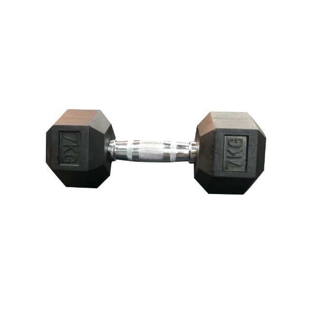 Irm-Fitness Factory Rubber Hex Dumbbell 7Kg Fitness Weight Black