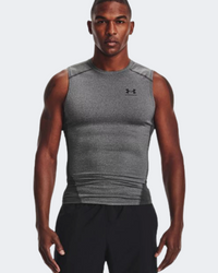 تيشيرت تدريب رجالي بدون أكمام Under Armour Heatgear Comp كاربون هيذر/أسود