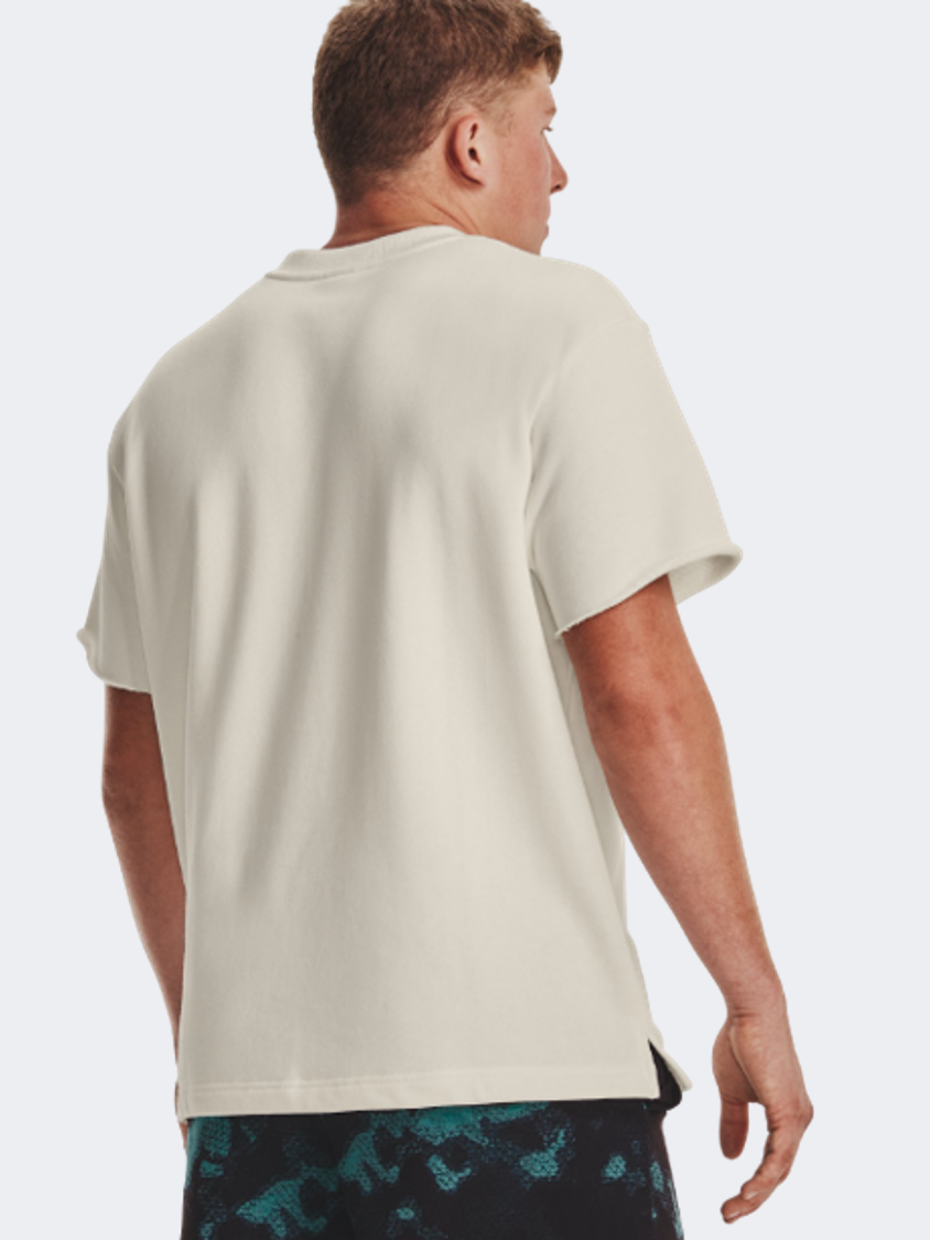 Under Armour Project Rock Heavyweight Terry Men Lifestyle Hoody Ivory/Teal