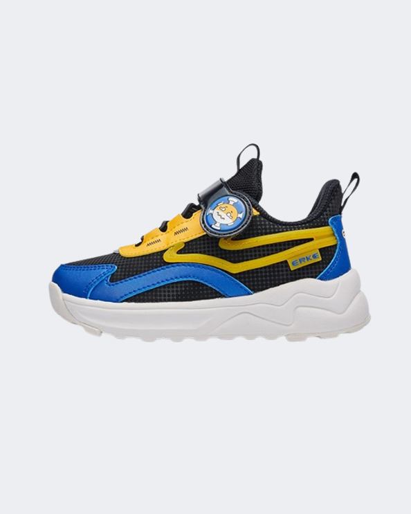 Erke Casual Kids Running Shoes Black/Blue/Yellow 77122102085-004