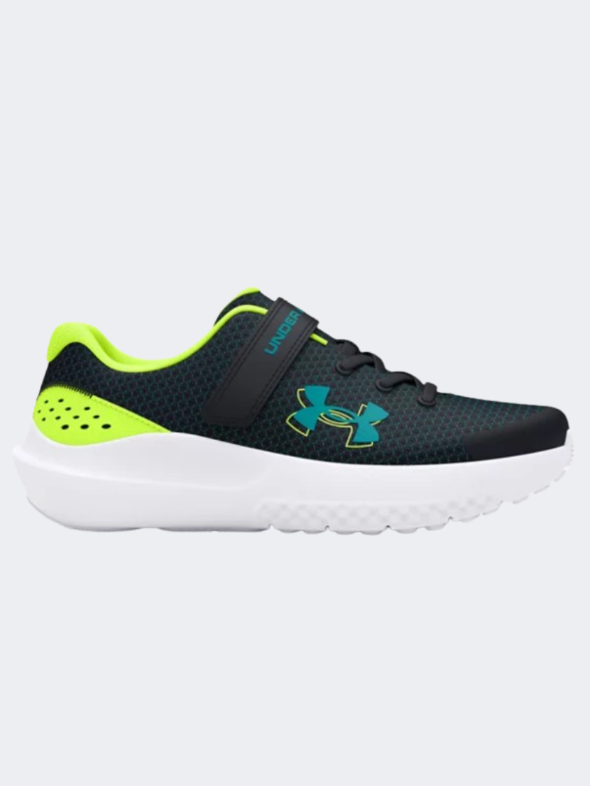 Under Armour Surge 4 Ps Boys Running Shoes Black/Yellow/Teal