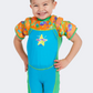Zoggs Water Wings Floatsuit  Kids Swim Suit Blue/Orange