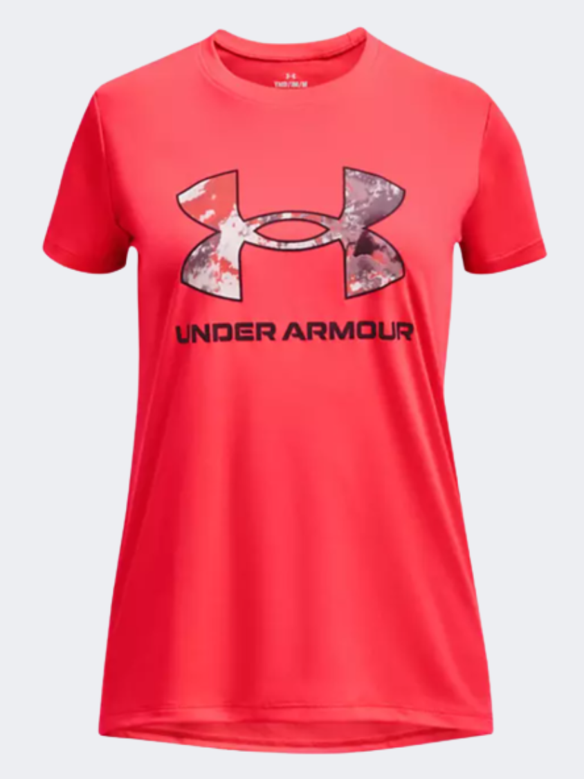 Under Armour Print Big Logo Girls Training T-Shirt Beta/Dark Maroon