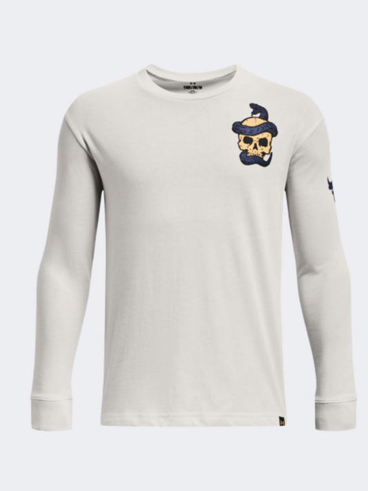 Under Armour Project Rock Cobra Boys Training Long Sleeve White Clay/Yellow