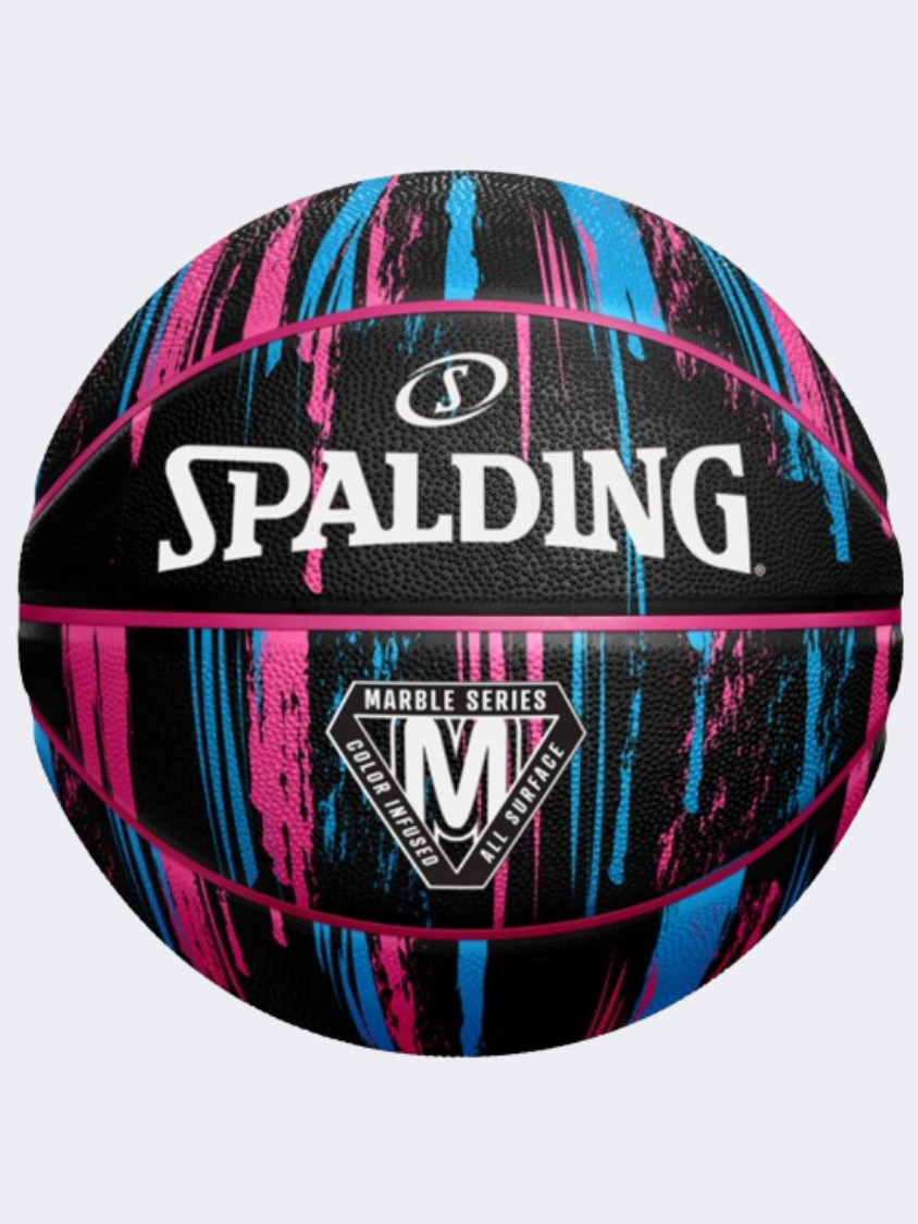 Spalding Marble Series Basketball Ball Black/Pink/Blue