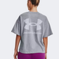 Under Armour Logo Lc Oversized Heavyweight Women Training TShirt Steel Light/Magenta