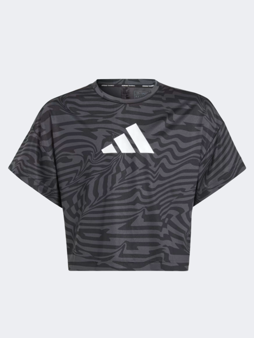 Adidas Aeroready Print Kids-Girls Training T-Shirt Carbon