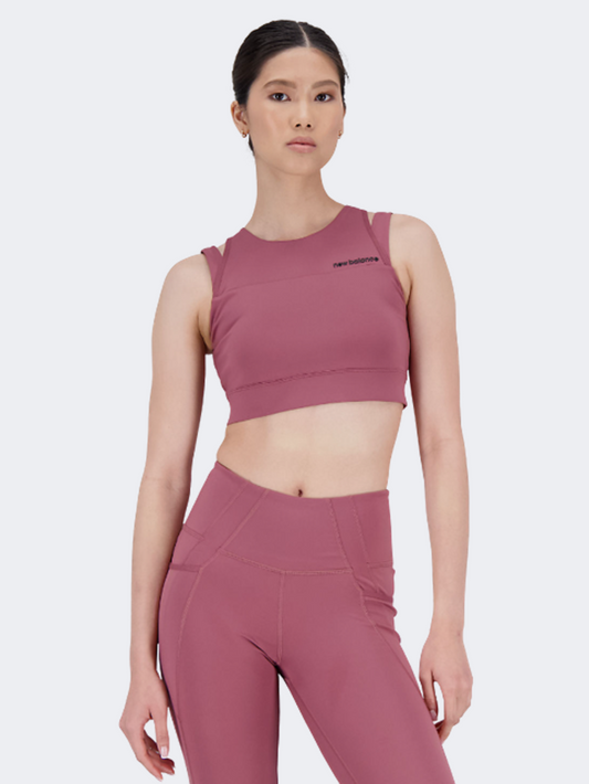 New Balance Shape Shield Crop Women Training Bra Washed Burgundy