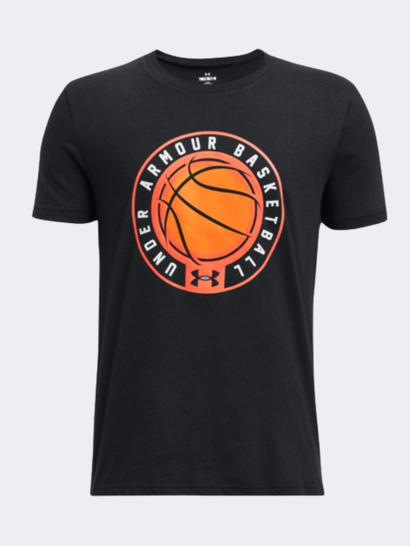 Under Armour Bball Icon Boys Basketball T-Shirt Black/Orange