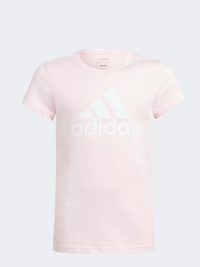 تيشيرت رياضي للبنات من Adidas Essentials Big Logo باللون الوردي/الأبيض