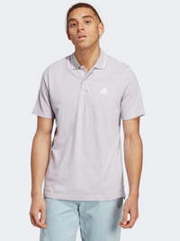 أديداس إيسينشالز بيكيه صغير بولو رياضي للرجال بأكمام قصيرة فضي داون