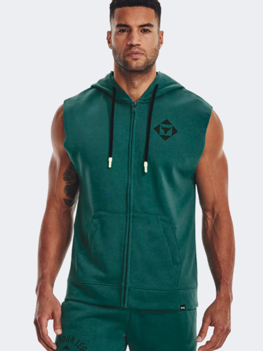 Under Armour Project Rock Heavyweight Terry Men Lifestyle Hoody Coastal Teal / Ivory