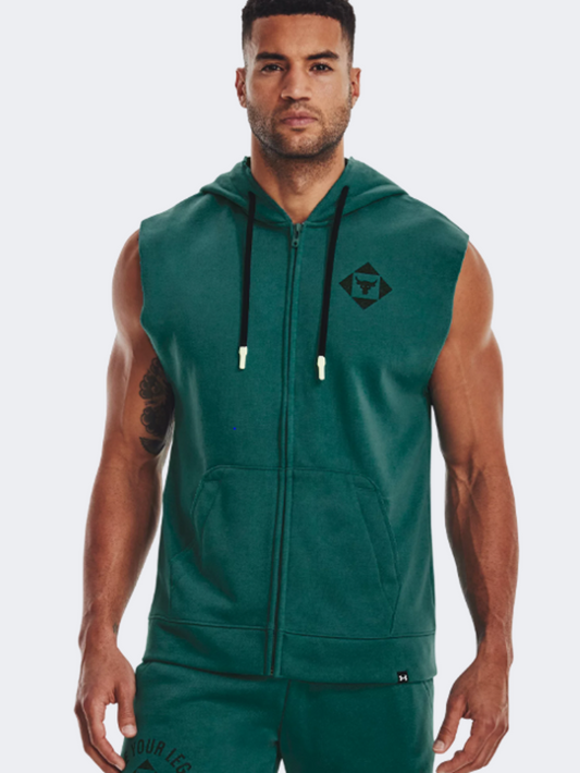 Under Armour Project Rock Heavyweight Terry Men Lifestyle Hoody Coastal Teal / Ivory