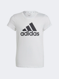 تيشيرت رياضي بناتي Adidas Essential Big Logo أبيض/أسود