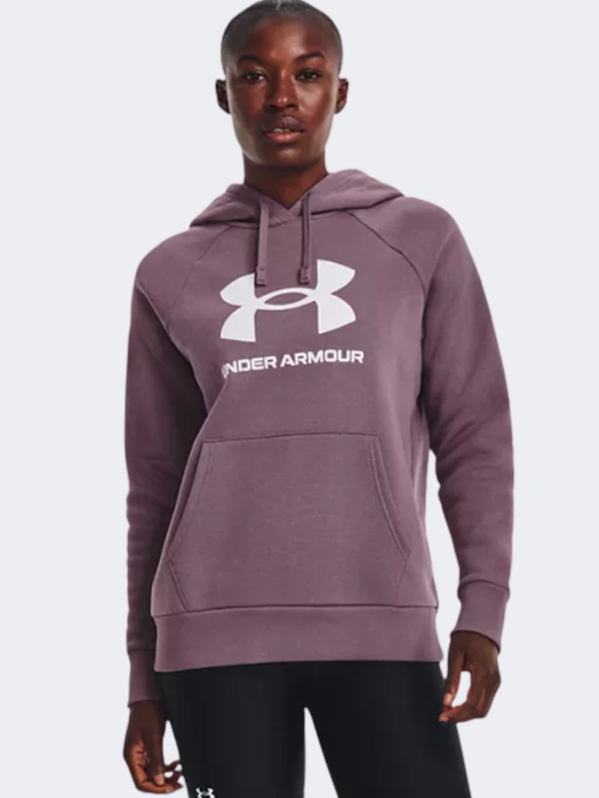 Under Armour Rival Big Logo Women Lifestyle Hoody Misty Purple/White