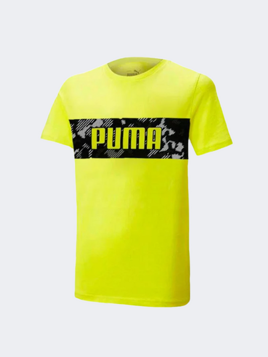 Puma Active Sports Graphic Boys Lifestyle T-Shirt Yellow Burst