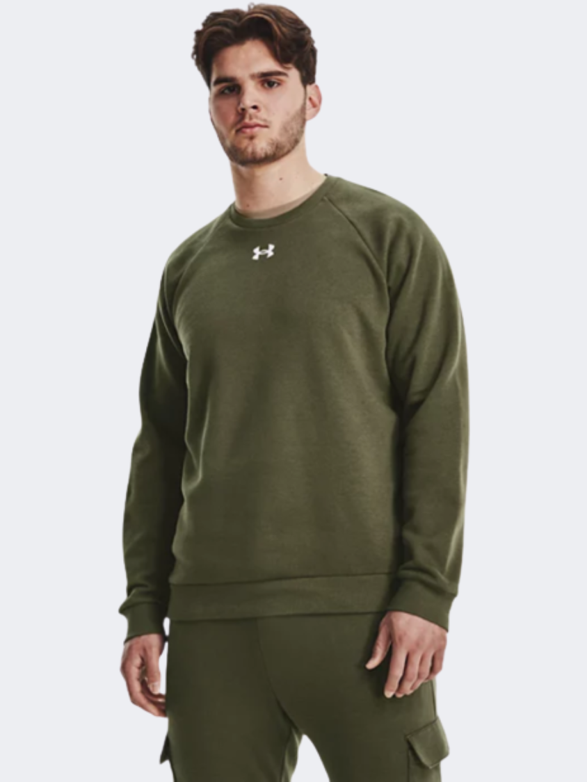 Under Armour Rival Fleece  Men Lifestyle Sweatshirt Marine Green/White