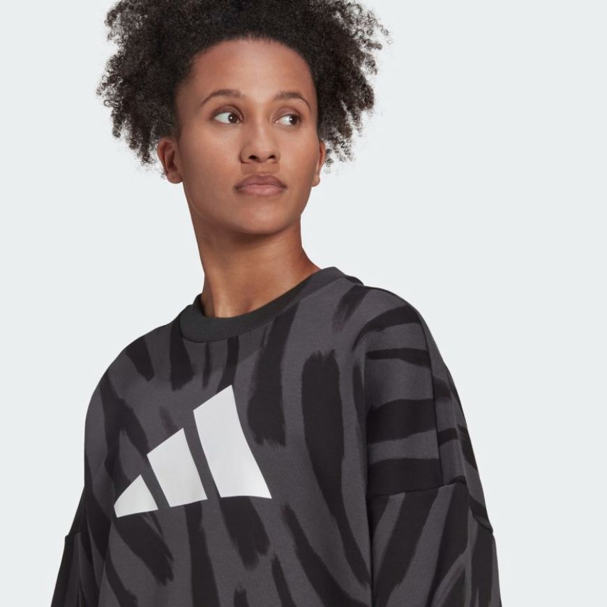 Adidas Sportswear Future Icons Feel Fierce Graphic Women Lifestyle Sweatshirt Carbon/Black