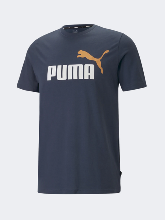 Puma Essentials+ 2 Color Logo Men Lifestyle T-Shirt Dark Night