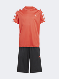 طقم ملابس رياضية للأطفال الأولاد أديداس إيسينشالز 3S أحمر/أبيض/أسود