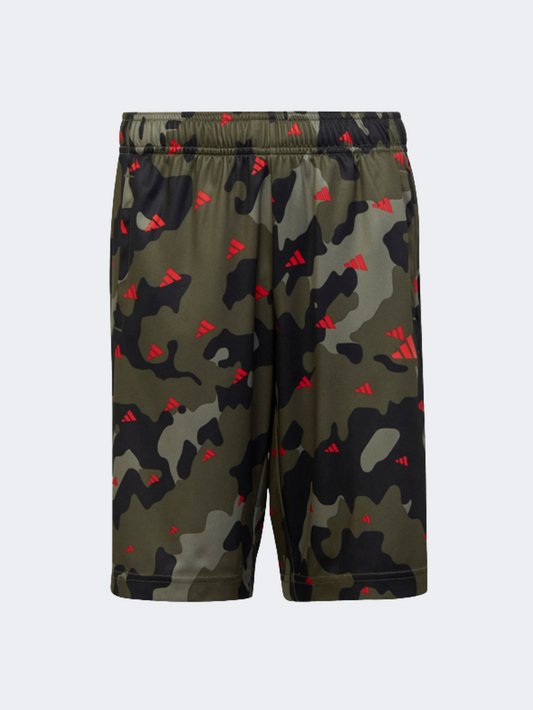 Adidas Allover Print Gs-Boys Training Short Olive Strata