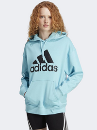 هودي رياضي نسائي Adidas Essential Big Logo أكوا فاتح/أسود