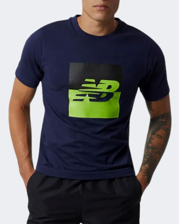 New Balance Sport Flying Men Lifestyle T-Shirt Navy/Lime Mt21906-Pg