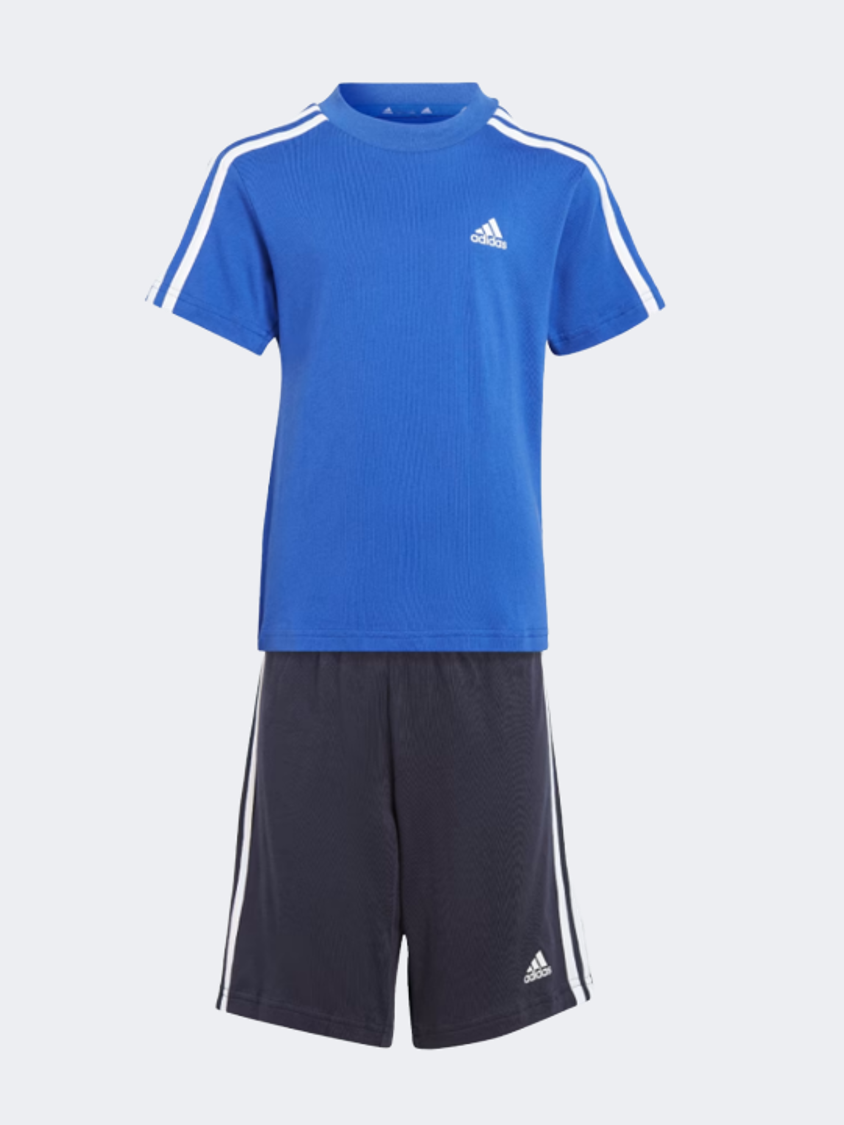 Adidas Essentials 3-Stripes Little-Boys Sportswear Set Lucid Blue