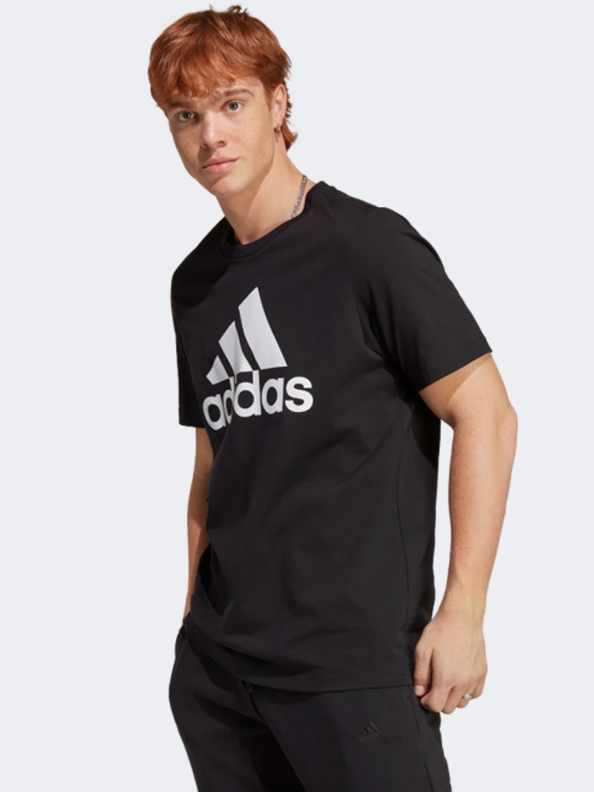 Adidas Essentials Single Big Logo Men Sportswear T-Shirt Black/White