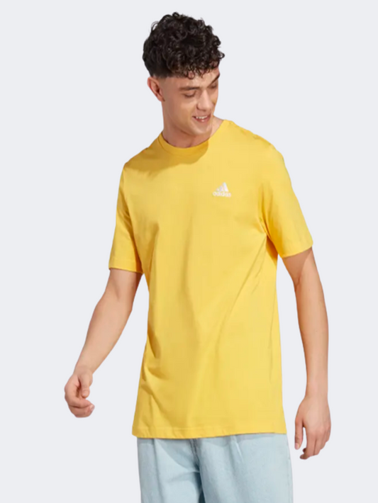 Adidas Essentials Single Jersey Embroidered Men Sportswear T-Shirt Bold Gold