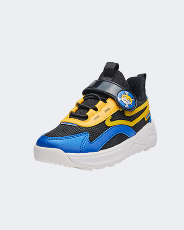 Erke Casual Kids Running Shoes Black/Blue/Yellow 77122102085-004