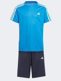 طقم تدريبي للأولاد Adidas Essential 3S أزرق ملكي فاتح/أبيض
