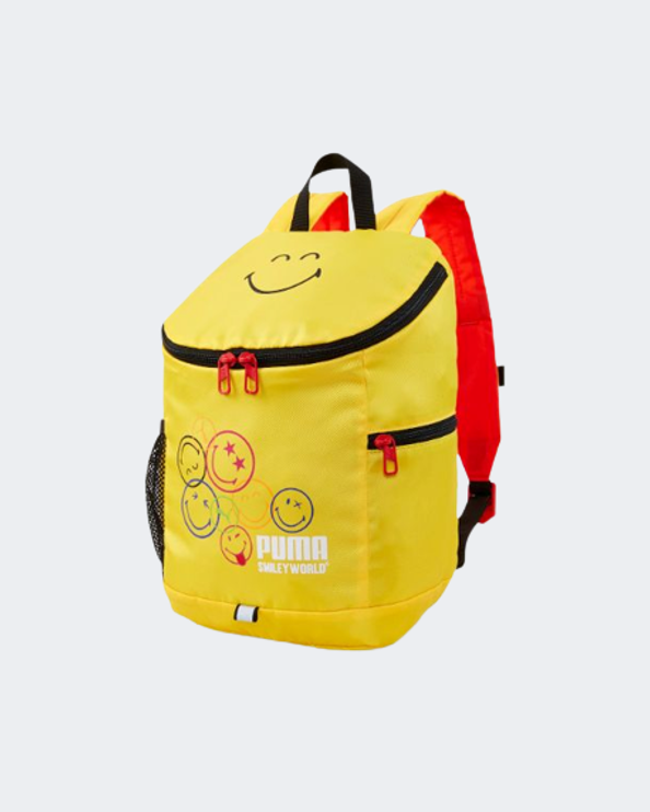 Puma X Smileyworld Backpack Boys Lifestyle Bag Vibrant Yellow