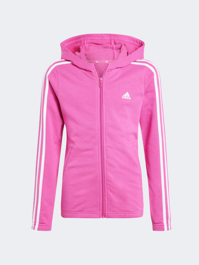 Adidas Essentials 3-Stripes Kids-Girls Sportswear Hoody Pink/White