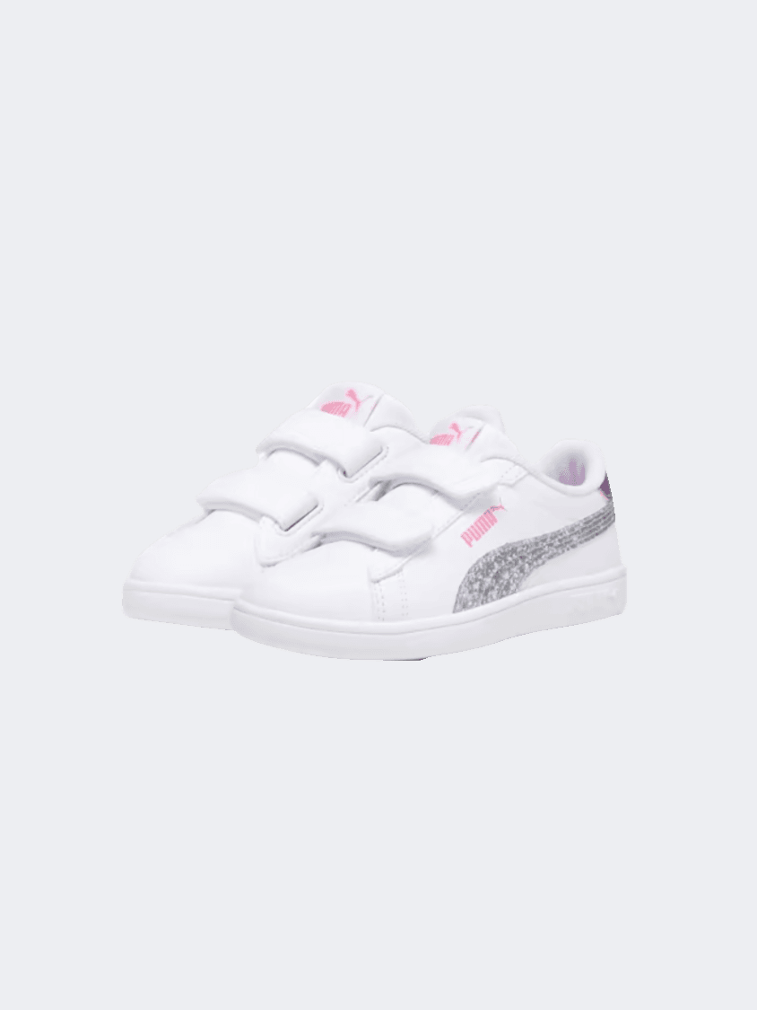 Puma Smash 3.0 Star Glow Ps-Girls Lifestyle Shoes White/Strawberry/Prpl