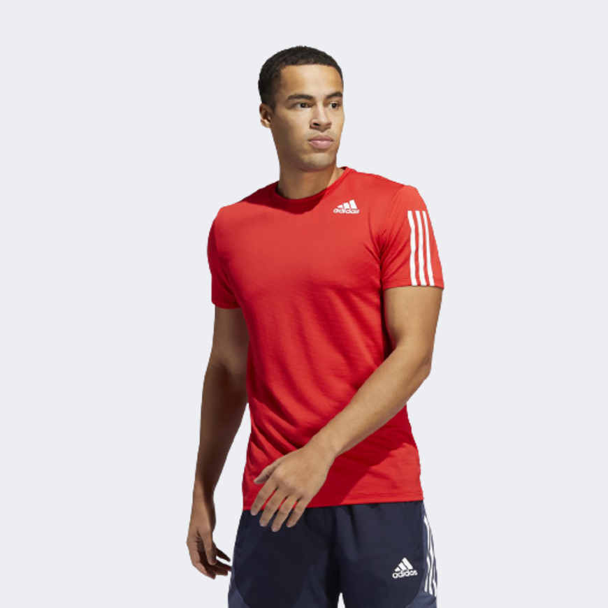 Adidas Aeroready 3 Stripes Men Training T-Shirt Red