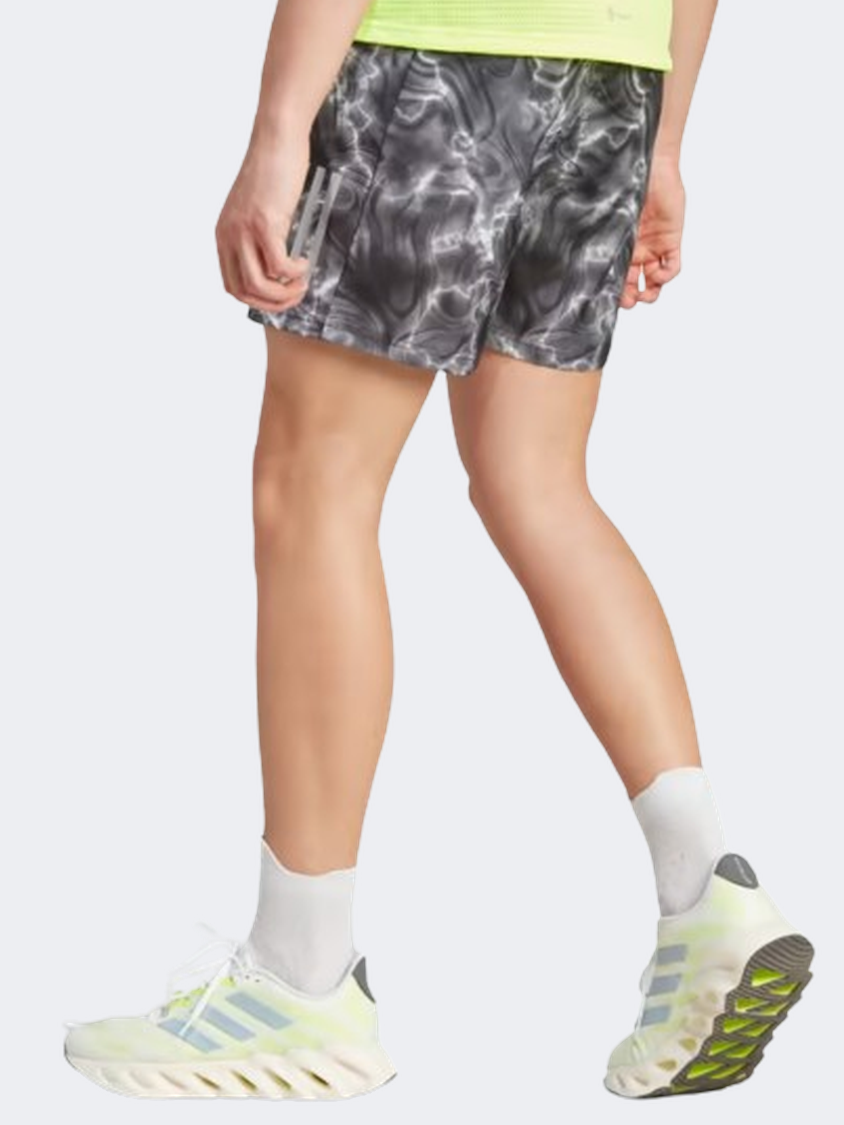 Adidas Own The Run Aop Men Running Short White/Black/Grey