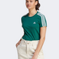 Adidas Essentials 3 Stripes Women Sportswear T-Shirt Green/White