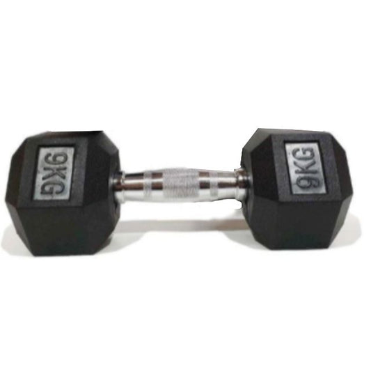 Irm-Fitness Factory Rubber Hex Dumbbell 9 Kg Fitness Weight Black
