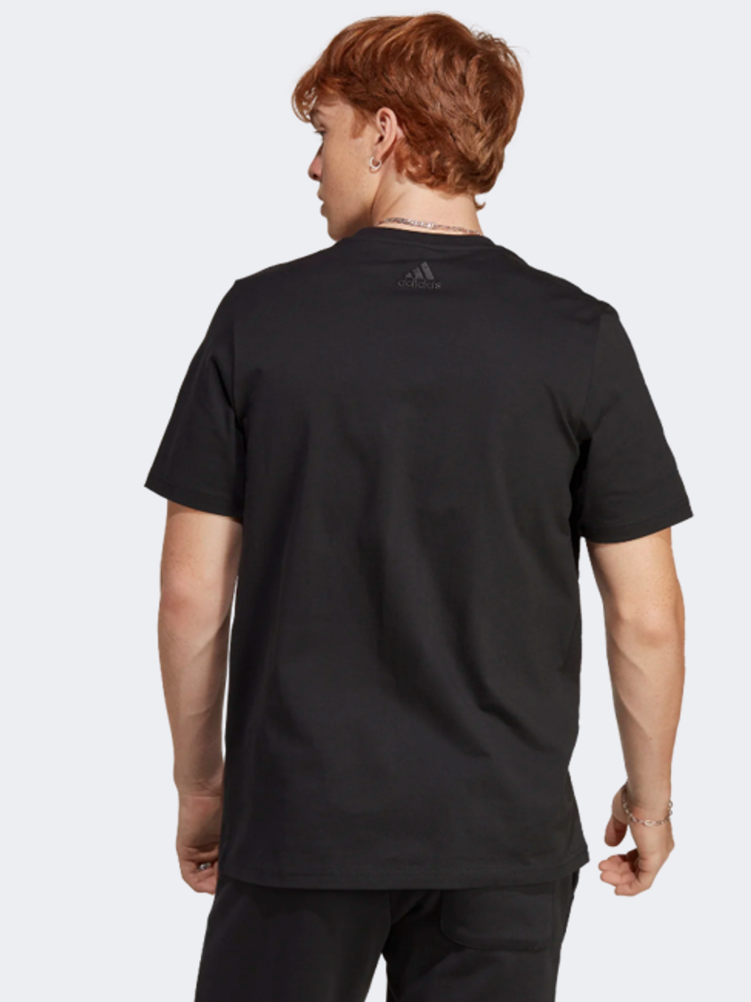 Adidas Essentials Single Big Logo Men Sportswear T-Shirt Black/White