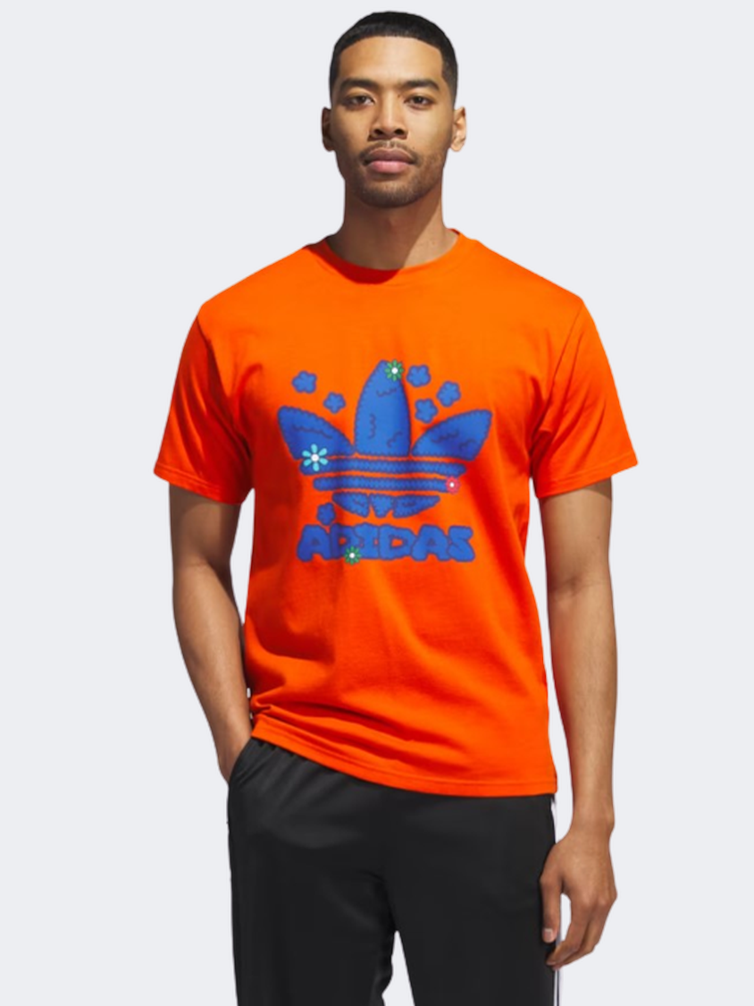 Adidas Stacked Trefoil Men Original T-Shirt Collegiate Orange