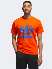 تيشيرت رجالي Adidas Stacked Trefoil Original بلون أورانج كوليجيت