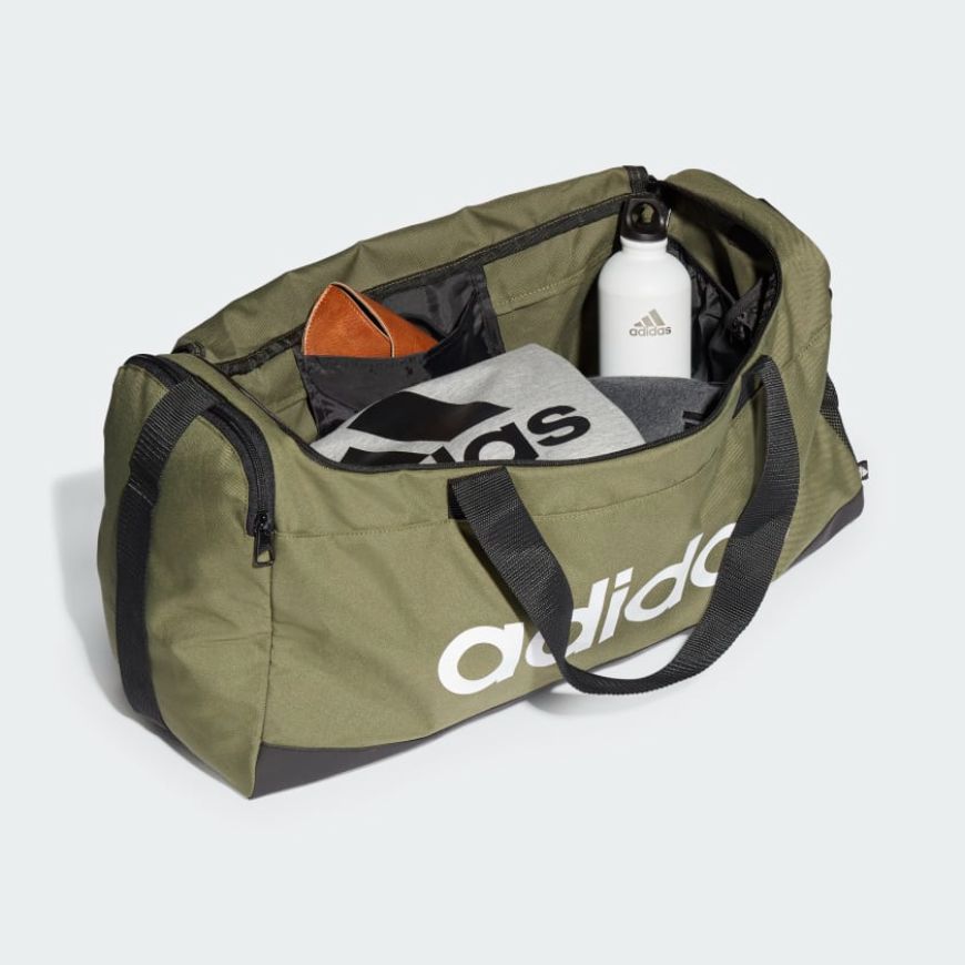Adidas Essentials Logo Duffel Medium Unisex Lifestyle Bag Olive/White