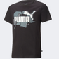 Puma Essentials+ Street Art Logo Boys Lifestyle T-Shirt Black