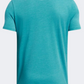 Under Armour Logo Wordmark Boys Training T-Shirt Circuit Teal/White