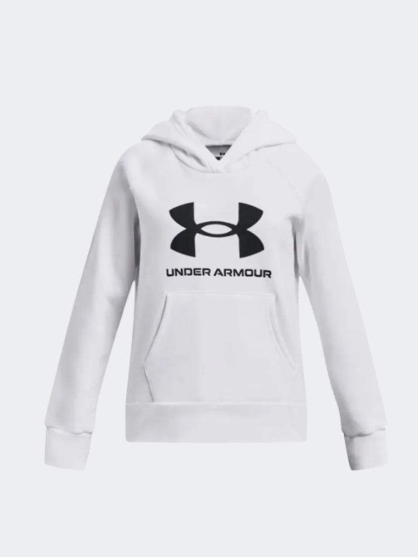 Under Armour Rival Fleece Big Logo Girls Training Hoody White/Black