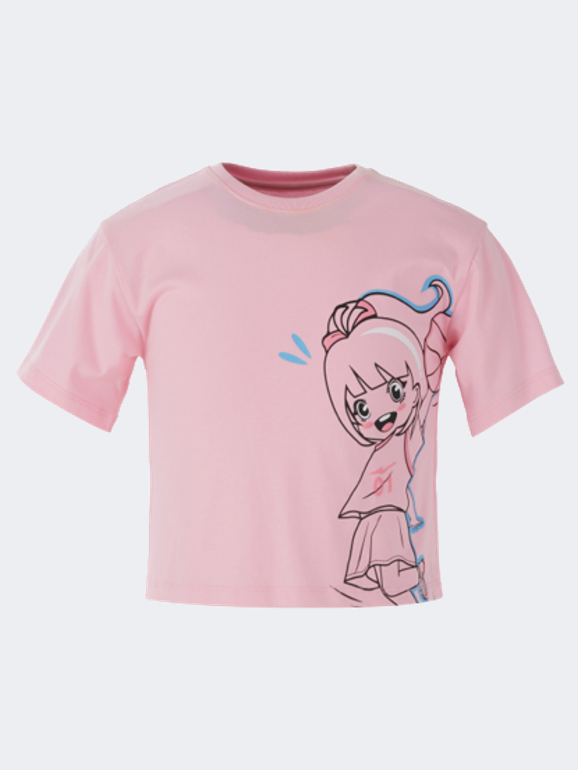 Erke Crew Neck Little-Girls Lifestyle T-Shirt Pink