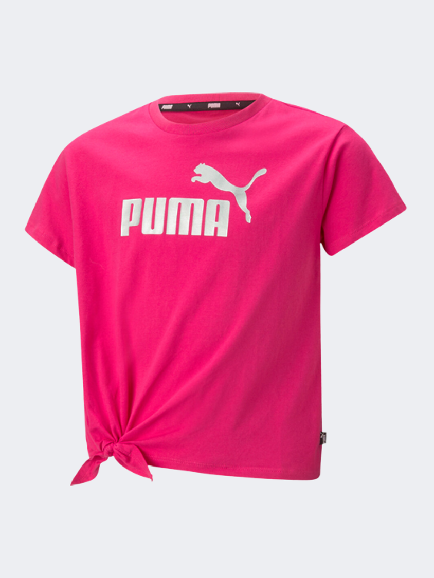 Puma Essentials+ Logo Knotted Girls Lifestyle T-Shirt Pink