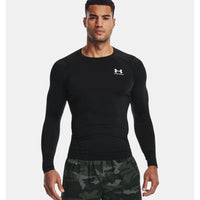 Under Armour إتش جي أرمور كومب رجالي قميص تدريب بأكمام طويلة أسود/أبيض
