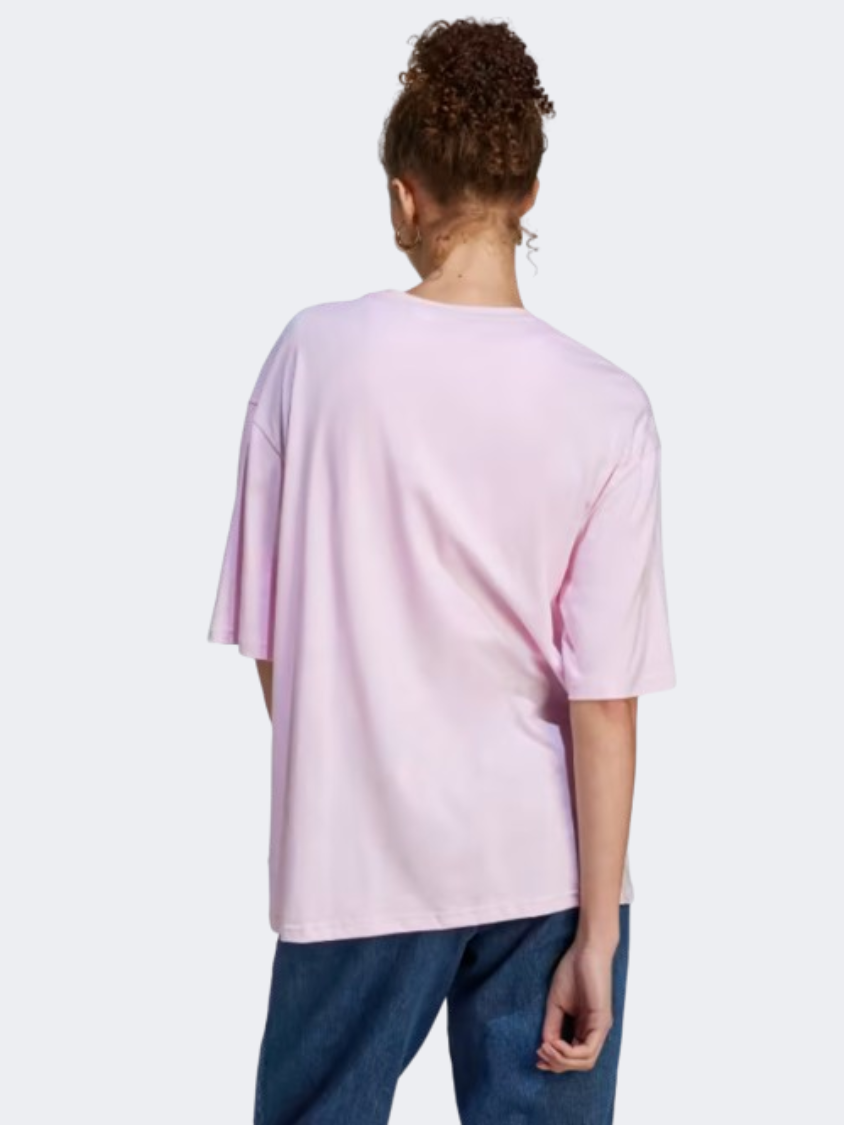 Adidas Essentials Big Logo Boyfriend Women Sportswear T-Shirt Clear Pink/White